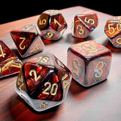 Chessex Mega-Hedral Scarab Blue Blood/Gold 7-Piece Set / CHX22419