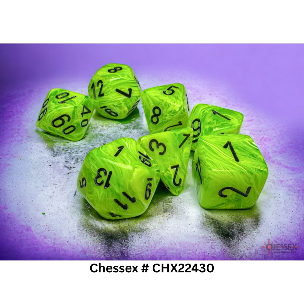 Chessex Mega-Hedral Vortex Bright Green/Black 7-Die Set CHX22430