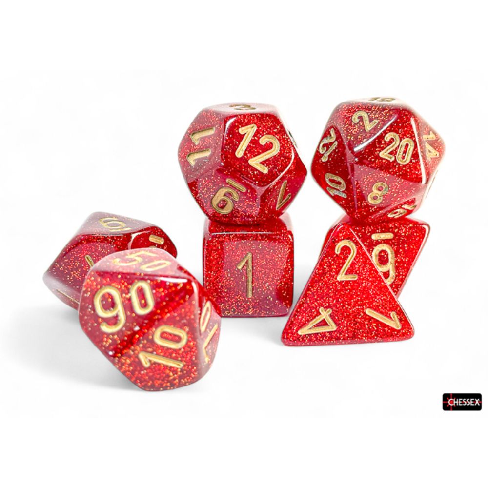 Chessex Mega-Hedral Glitter Ruby/Gold 7-Piece Set / CHX22504