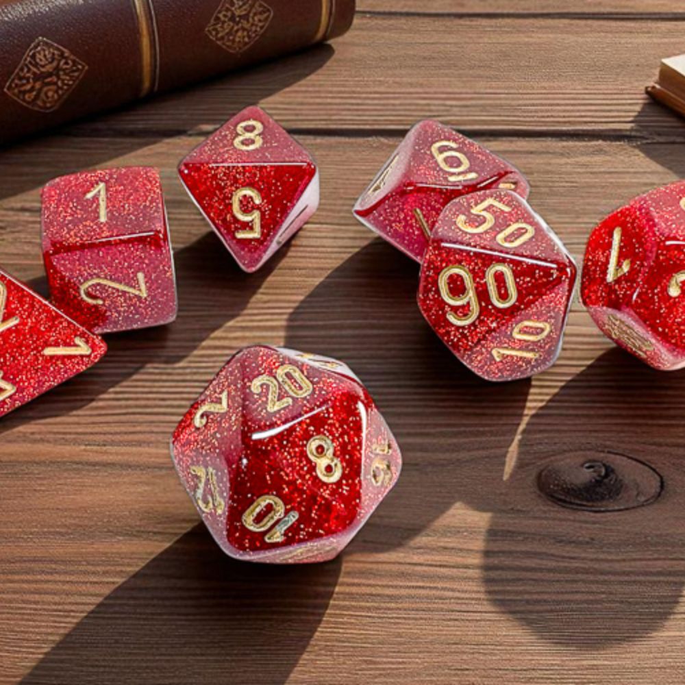 Chessex Mega-Hedral Glitter Ruby/Gold 7-Piece Set / CHX22504