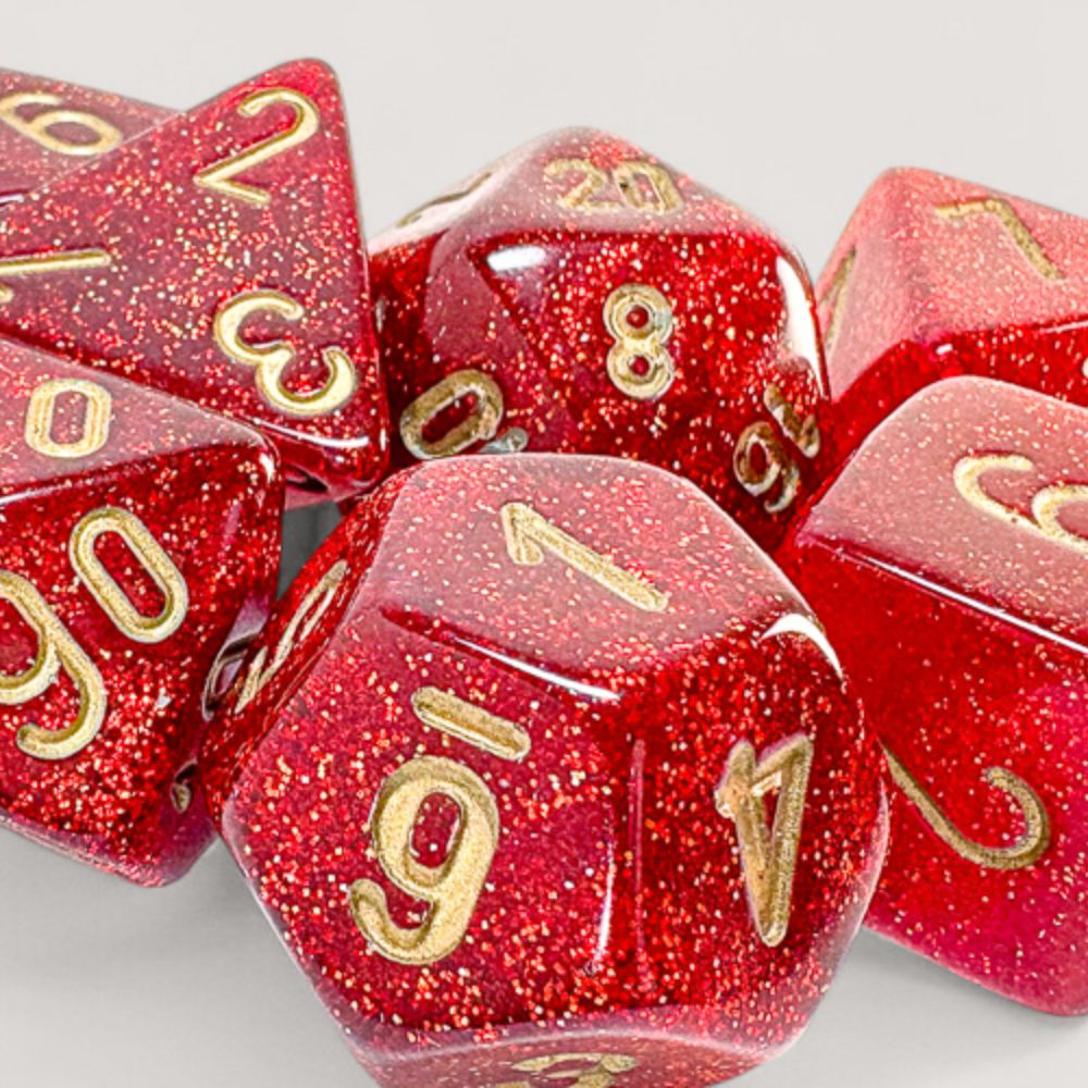 Chessex Mega-Hedral Glitter Ruby/Gold 7-Piece Set / CHX22504