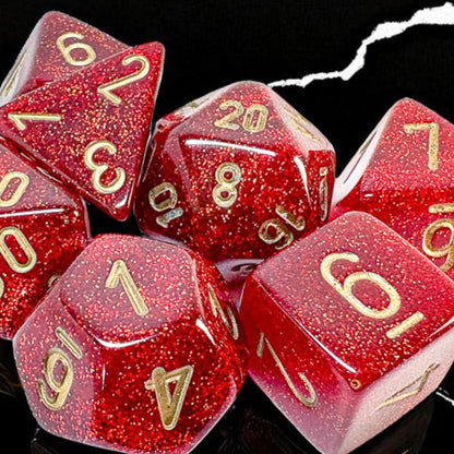 Chessex Mega-Hedral Glitter Ruby/Gold 7-Piece Set / CHX22504