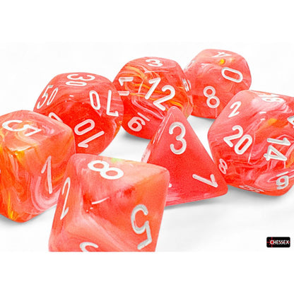 Chessex Mega-Hedral Festive Dahlia/White 7-Piece Set /CHX22553