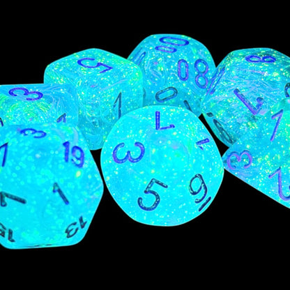 Chessex Mega-Hedral Luminary Sky/Silver 7-Piece Set / CHX22566