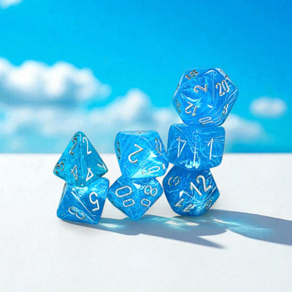 Chessex Mega-Hedral Luminary Sky/Silver 7-Piece Set / CHX22566