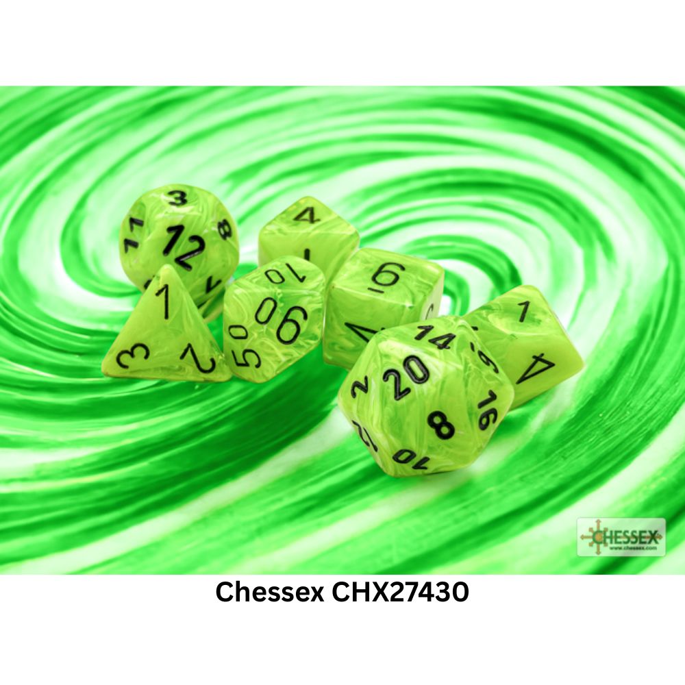 Vortex Bright Green/black Polyhedral 7-Dice Set CHX27430