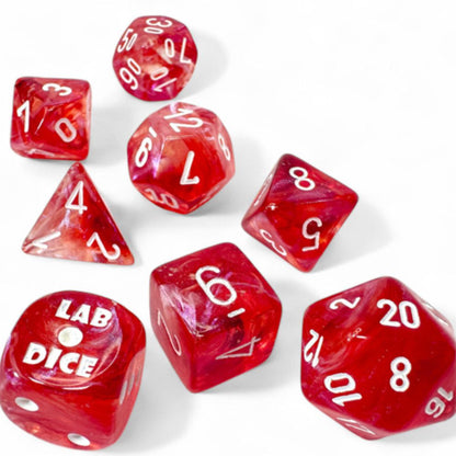 Chessex Lab Dice 9 Borealis Passion/White 7-Die Set / #CHX30070