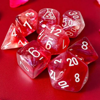 Chessex Lab Dice 9 Borealis Passion/White 7-Die Set / #CHX30070