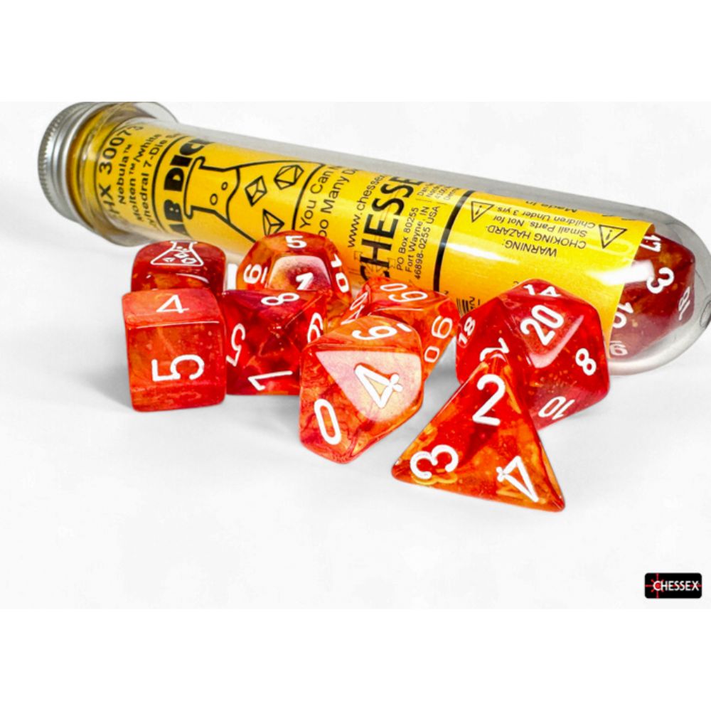 Chessex Lab Dice 9 Nebula Molten/White 7-Die Set Set / CHX30073