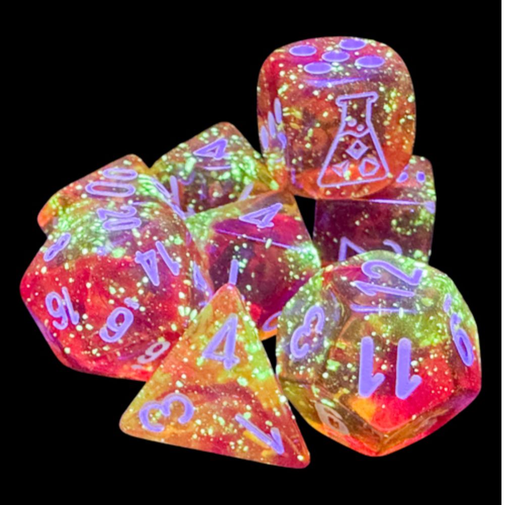 Chessex Lab Dice 9 Nebula Molten/White 7-Die Set Set / CHX30073