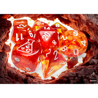 Chessex Lab Dice 9 Nebula Molten/White 7-Die Set Set / CHX30073