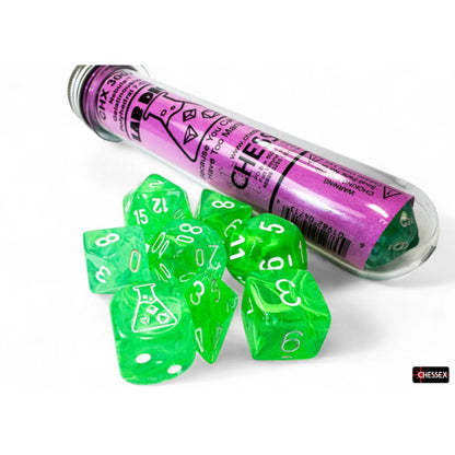 Chessex Lab Dice 9 Nebula Gelatinous/White 7-Die Set Set / CHX30074