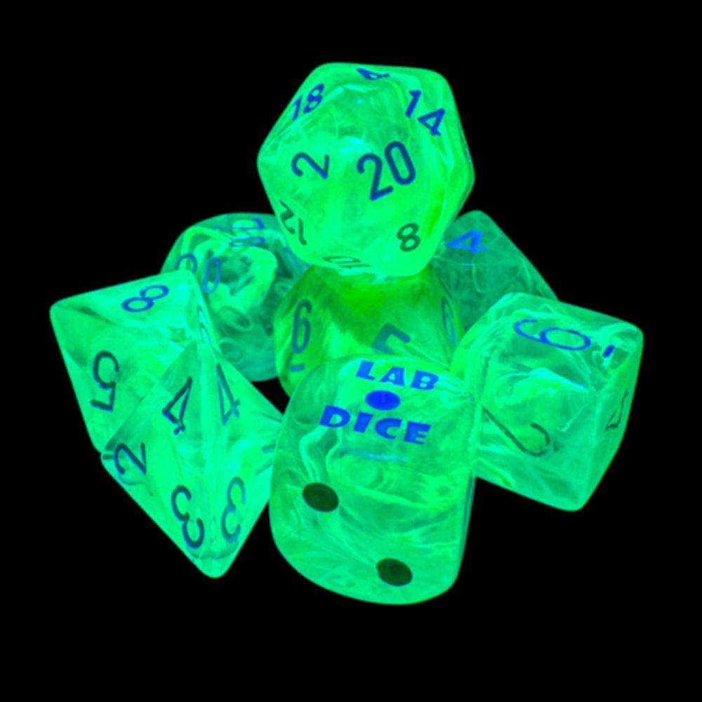 Chessex Lab Dice 9 Nebula Gelatinous/White 7-Die Set Set / CHX30074