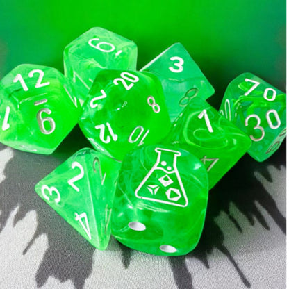Chessex Lab Dice 9 Nebula Gelatinous/White 7-Die Set Set / CHX30074