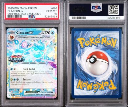 Prismatic Evolutions #026 Glaceon ex Surprise Box Exclusive PSA 10