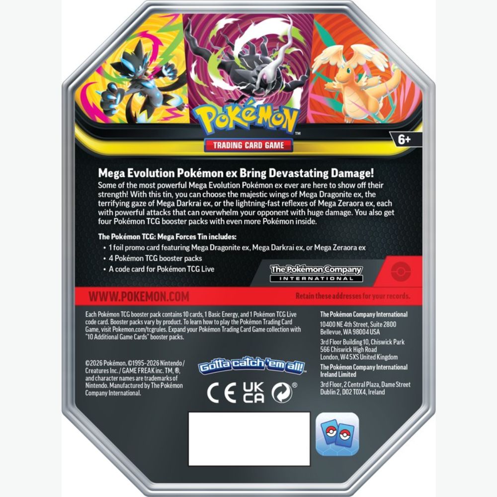 Pokemon TCG: Mega Forces Tin Set:  8/28/26 Release