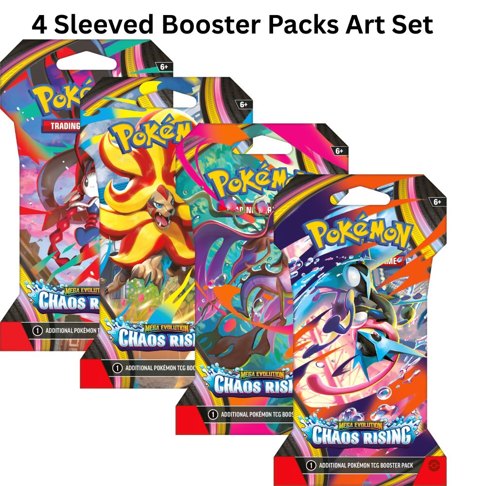Mega Evolutions ME4 - Chaos Rising Sleeved Booster pack Art Set of 4