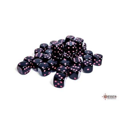 Opaque Black/pink 12mm d6 Dice Block (36 dice)  / #CHX25848 image 1
