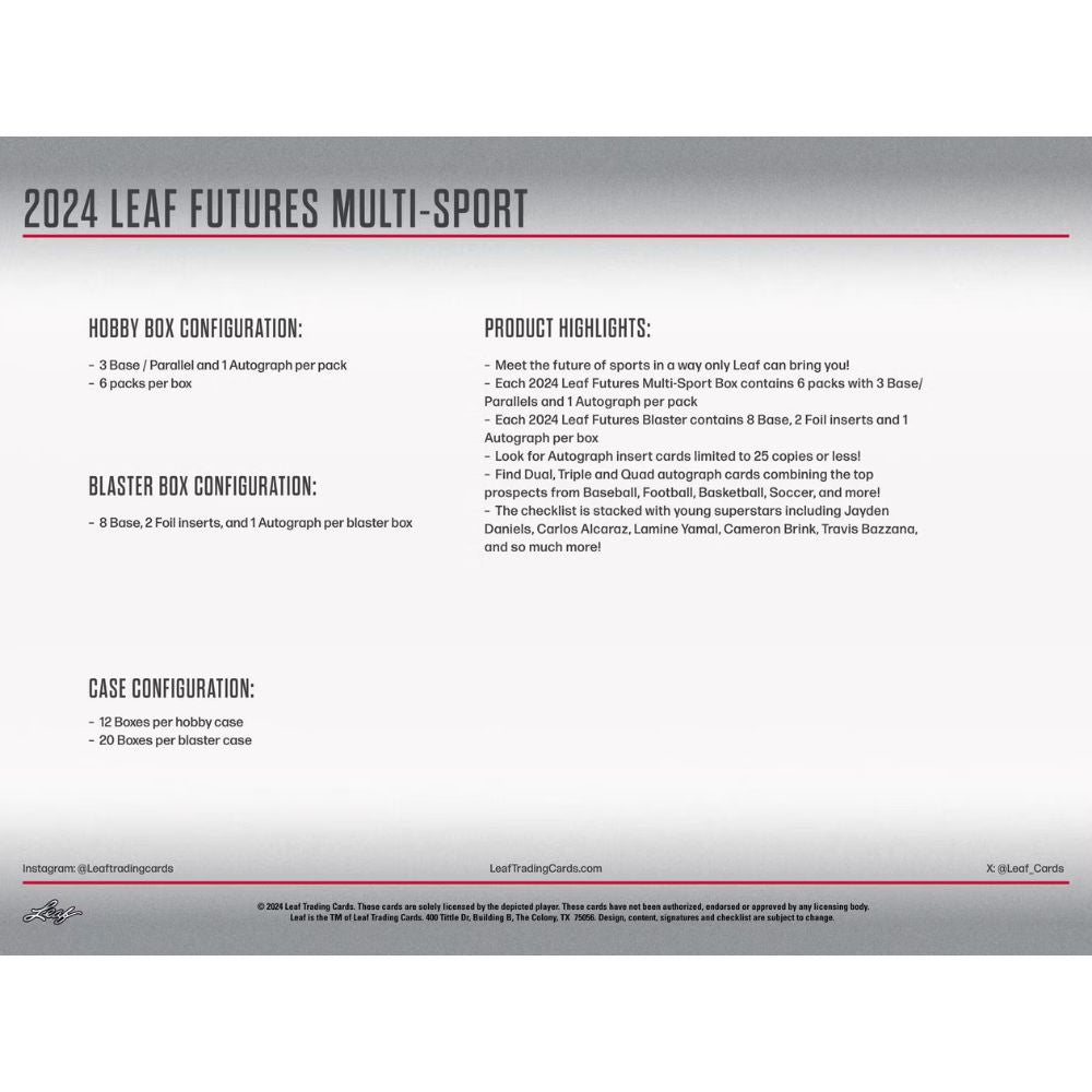 2024 Leaf Multisport Futures Hobby Box image 3