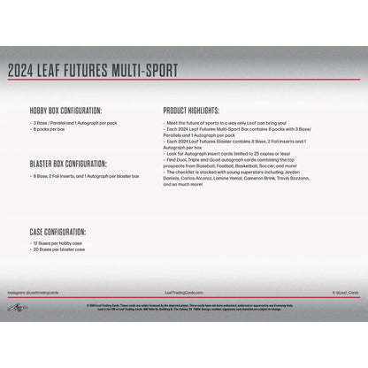 2024 Leaf Multisport Futures Hobby Box image 3