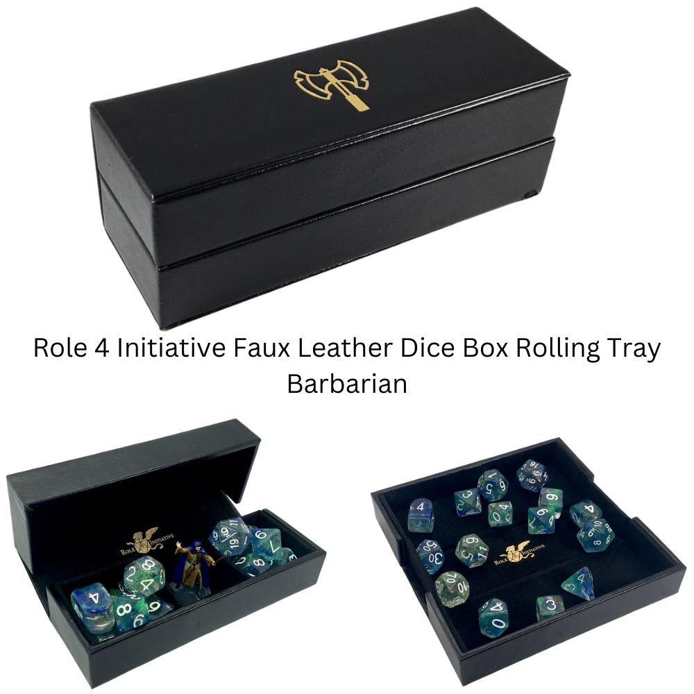 Role 4 Initiative Faux Leather Dice Box Rolling Tray Barbarian image 0