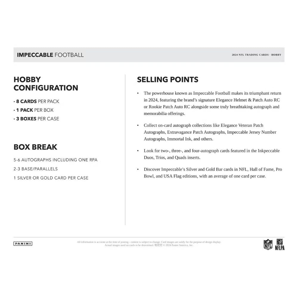 2023-24 Panini Impeccable Football Hobby Box image 1