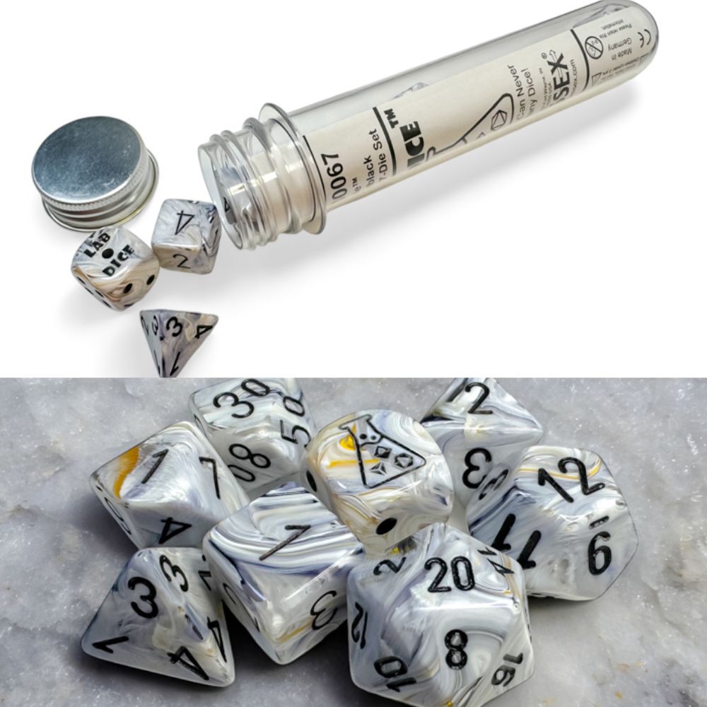 Marble Calcite/Black 7 Die Set with Bonus Die / #CHX30067 image 0