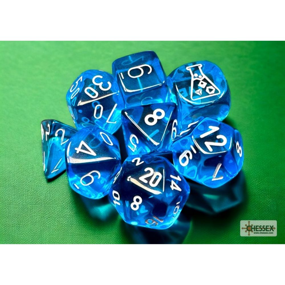 Translucent Tropical Blue/White 7-Die Set with Bonus Die / #CHX30063 image 0