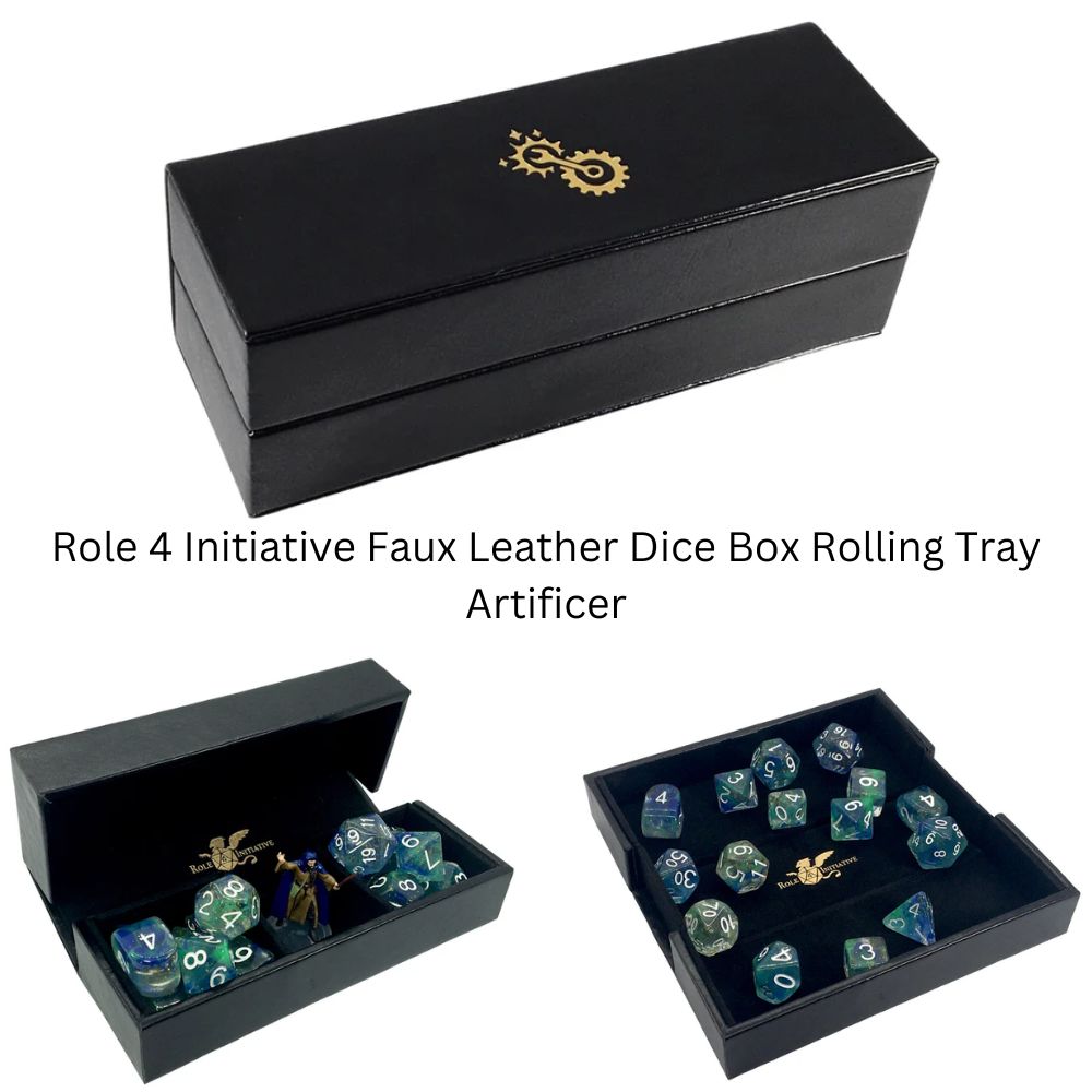 Role 4 Initiative Faux Leather Dice Box Rolling Tray Artificer image 0