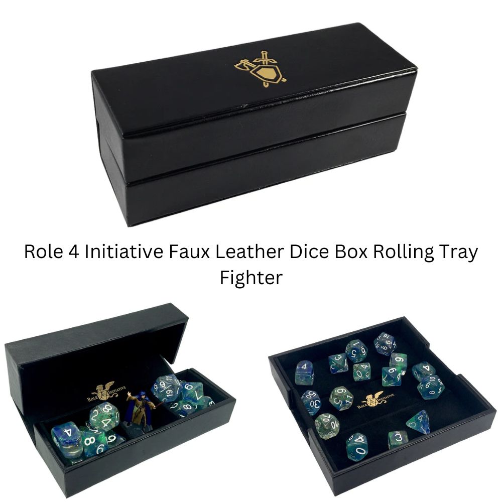 Role 4 Initiative Faux Leather Dice Box Rolling Tray Fighter image 0
