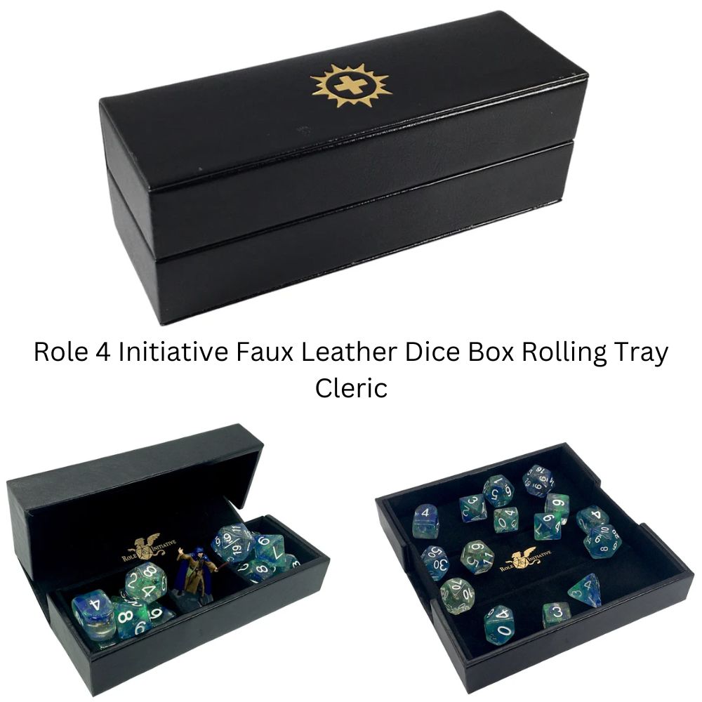Role 4 Initiative Faux Leather Dice Box Rolling Tray Cleric image 0