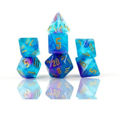 Sirius Dice: 7CT Cerulean Nebula Polyhedral Dice Set image 0