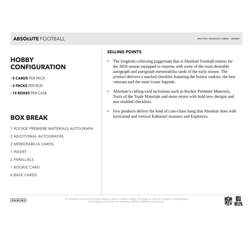 2024 Panini Absolute Football Hobby Box image 4