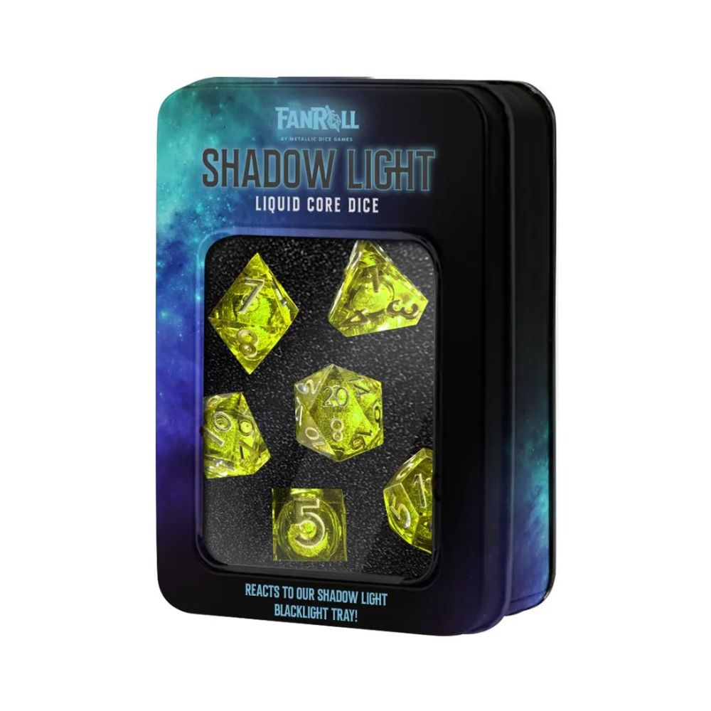 FanRoll: 7CT Liquid Core Elixir Shadow Light Polyhedral Dice Set image 0